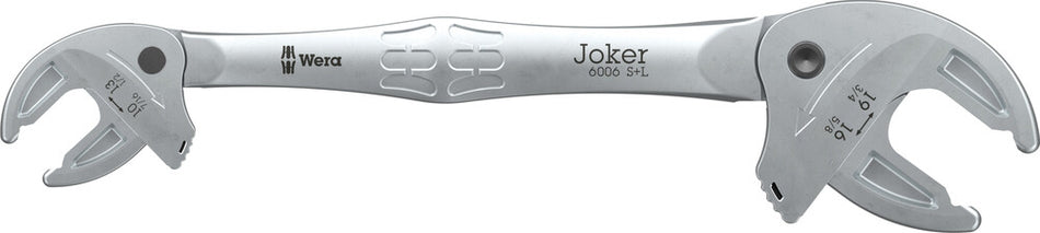 Wera 05020332001 6006 Joker S/L Self-setting double open-end spanner, 10; 11; 12; 13 x 7/16; 1/2" x 16; 17; 18; 19 x 5/8; 11/16; 3/4" x 208.6 mm