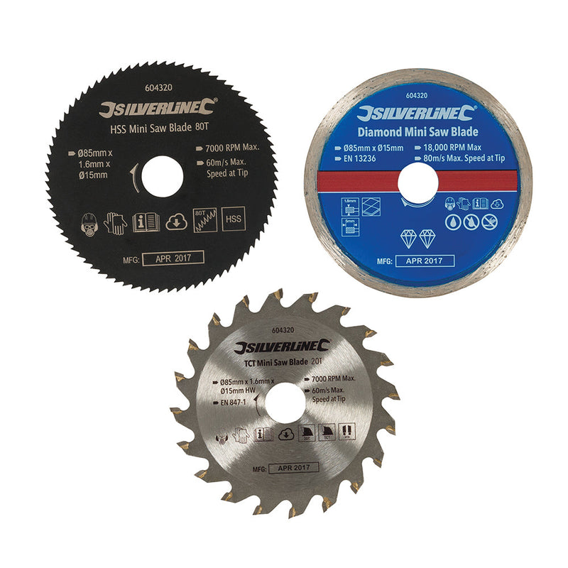 Silverline 604320 Mini Saw Blade Set 3pce