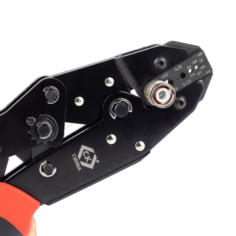 C. K Tools T3698A Ratchet Crimping Pliers Coax, BNC,TNC 1-6.48mm 2K