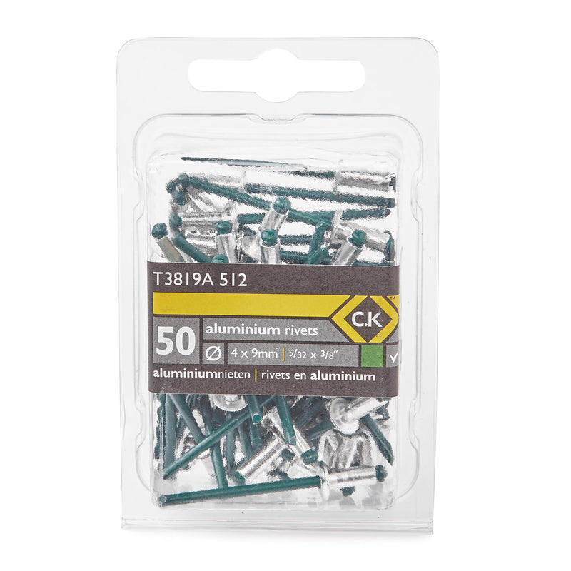 C. K Tools T3819A 512 Aluminium Rivets x 50 3.8x9mm