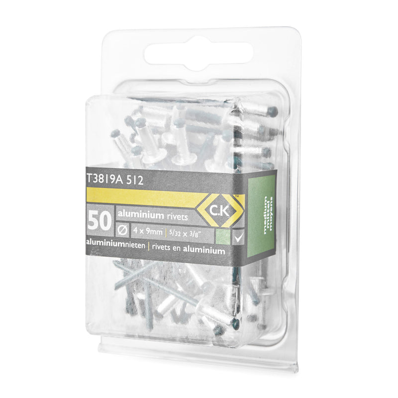 C. K Tools T3819A 512 Aluminium Rivets x 50 3.8x9mm