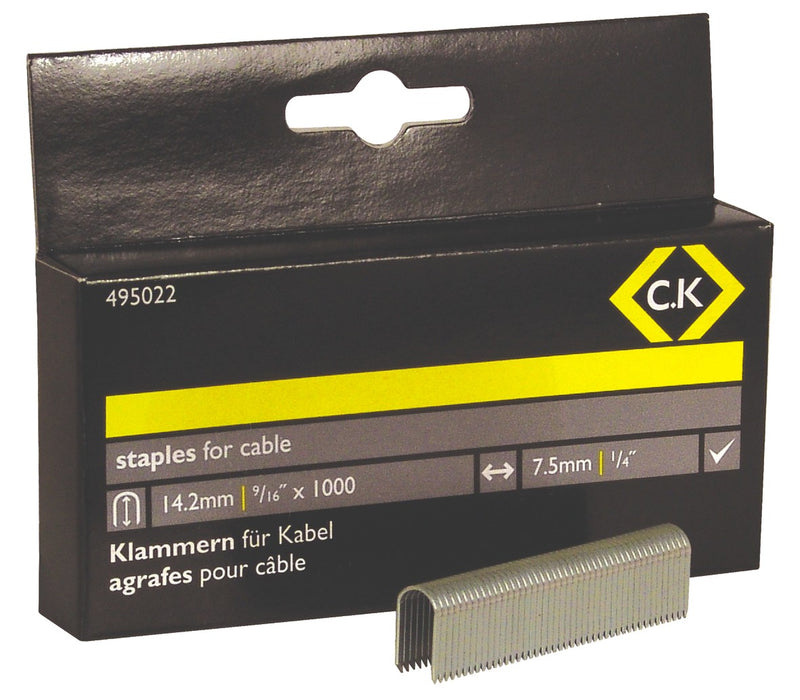 C. K Tools 495022 Staples for Cable Tacker 14.2mm (1000)