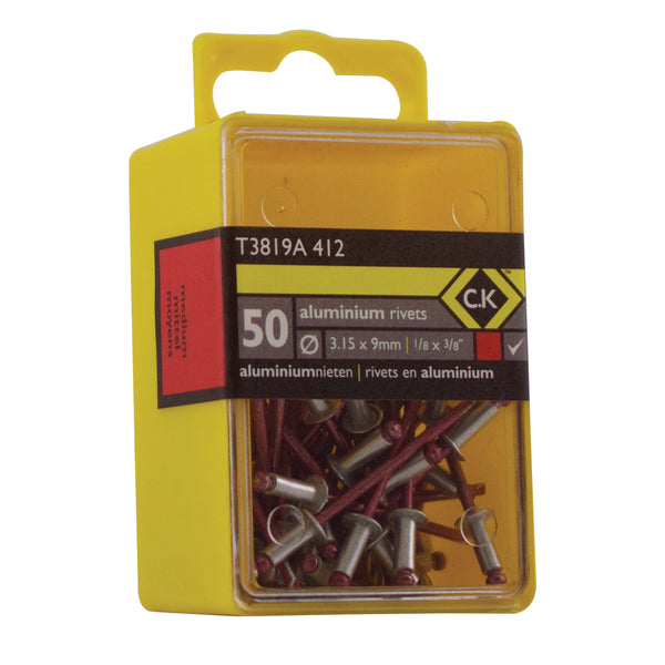 C. K Tools T3819A 412 Aluminium Rivets x 50 3.15x9mm