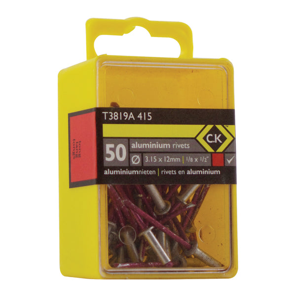 C. K Tools T3819A 415 Aluminium Rivets x 50 3.15x12mm