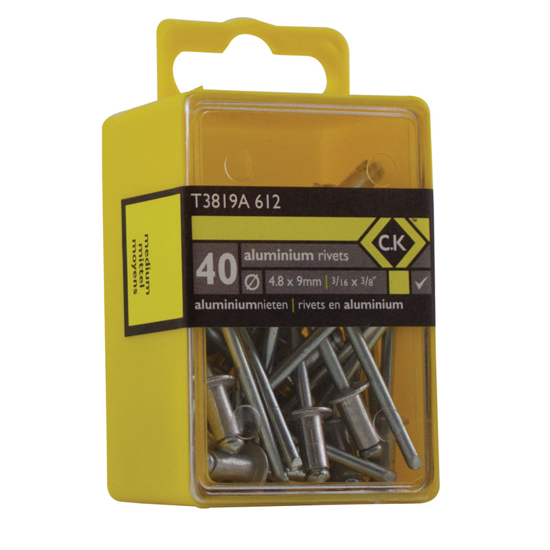 C. K Tools T3819A 612 Aluminium Rivets x 40 4.8x9mm