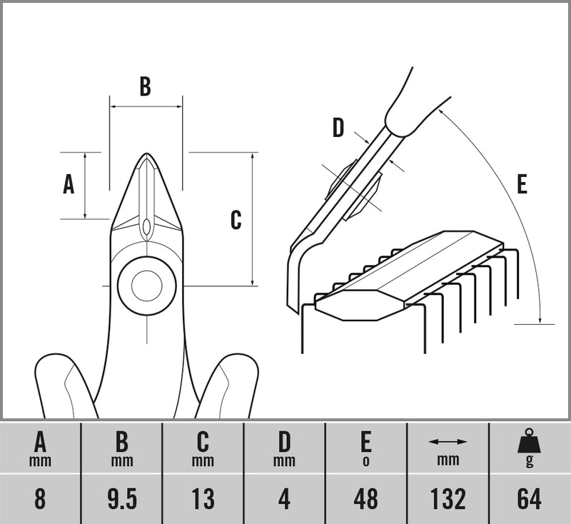 C. K Tools T3884 Ecotronic ESD Reverse Angle Side Cutters (Micro)