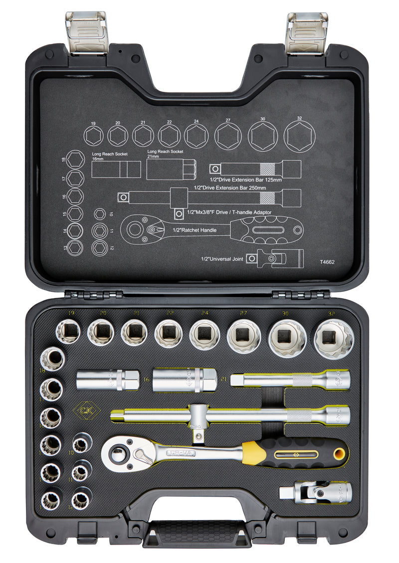 C. K Tools t4662 Socket Set 1/2in Drive 24Pce