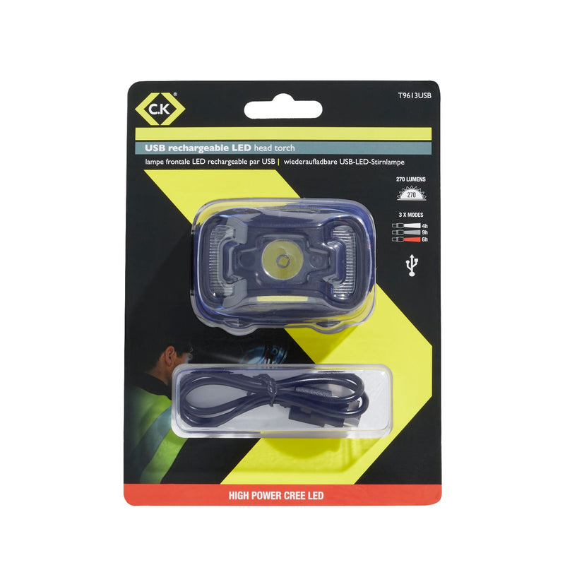 C. K Tools T9613USB USB Rechargeable LED Head Torch - 200Lm - 7 Modes