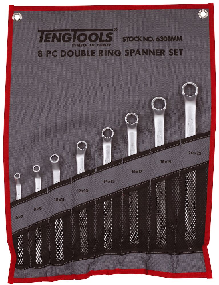 Teng Tools 6308MM Double Ring Metric 8 Piece Spanner Set