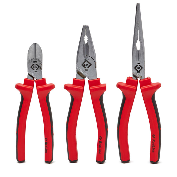 C. K Tools T3803 RedLine Plier Set of 3 cutter, Snipe, Combi