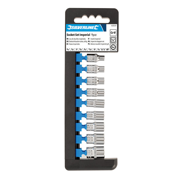 Silverline 633537 Socket Set 1/4" Drive 6pt A/F 9pce