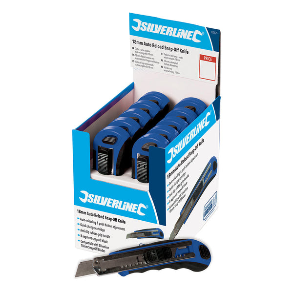 Silverline 633575 18mm Auto Reload Snap-Off Knife Display Box 10pce