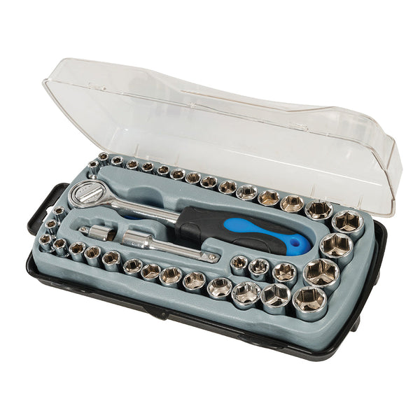 Silverline 633754 Compact Socket Set 6pt Metric / A/F 39pce