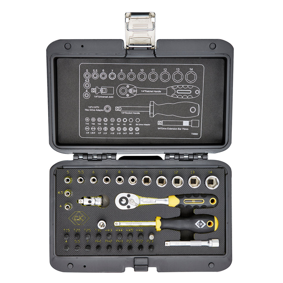 C. K Tools T4660 Socket Set 1/4in Drive 36Pce
