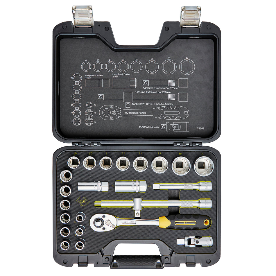 C. K Tools t4662 Socket Set 1/2in Drive 24Pce