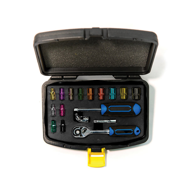 C. K Tools T4658 Coloured SureDrive Socket Set 1/4in Drive 17pc