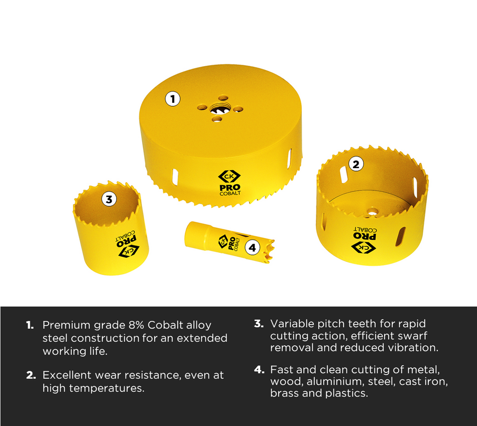 C. K Tools 424046 Hole Saw Kit 6 pc Downlight