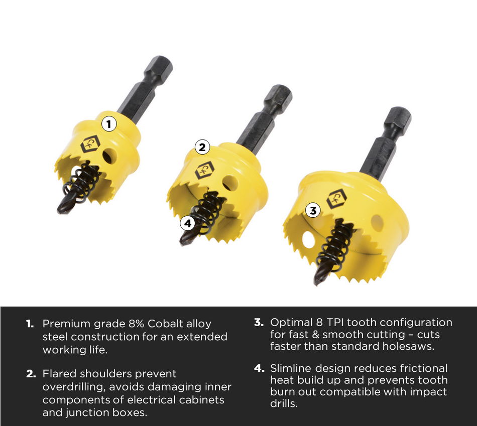 C. K Tools T3213 Sheet Steel Holesaw Set 20, 25 & 32mm