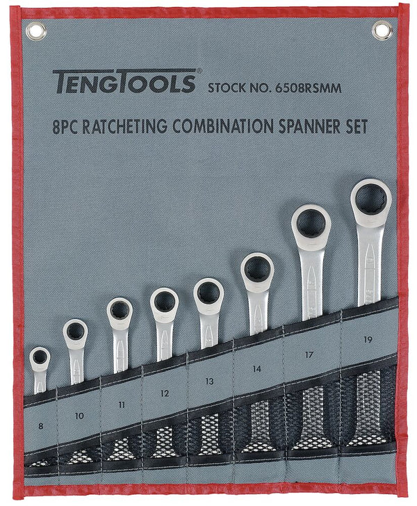 Teng Tools 6508RSMM Ratcheting Combination 8 Piece Spanner Set