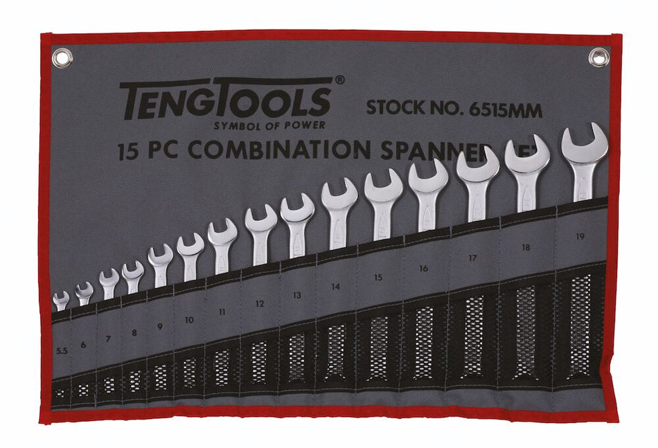 Teng Tools 6515MM Metric Combination 15 Piece Spanner Set
