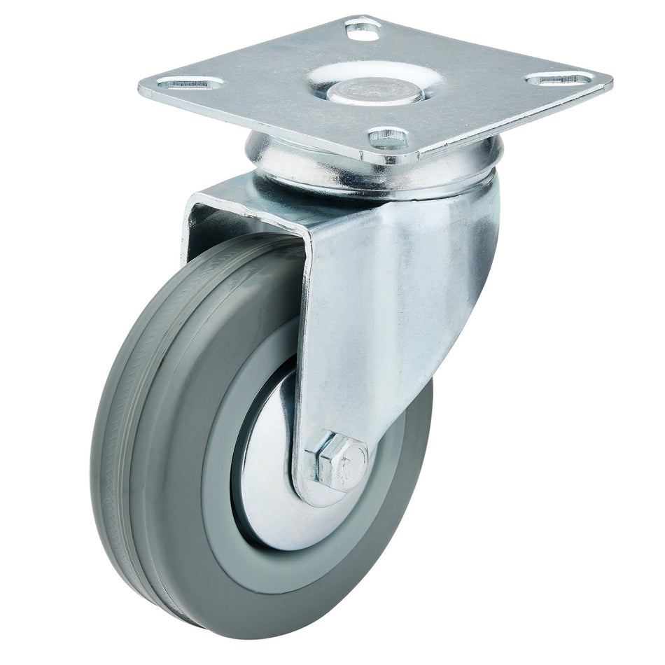 Draper 65473 Swivel Plate Fixing Rubber Castor, 75mm Diameter, S.W.L. 70kg