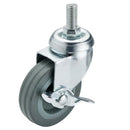 Draper 65476 Swivel Bolt Fixing Rubber Castor with Brake, 75mm Diameter, S.W.L. 70kg