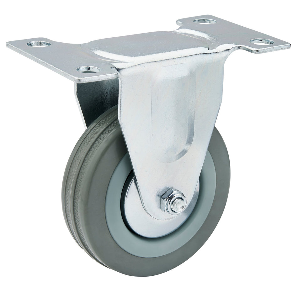 Draper 65477 Fixed Plate Fixing Rubber Castor, 75mm Diameter, S.W.L. 70kg