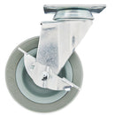 Draper 65479 Swivel Plate Fixing Rubber Castor with Brake, 100mm Diameter, S.W.L. 80kg