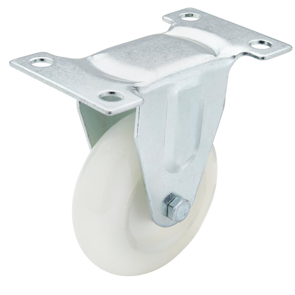 Draper 65502 Fixed Plate Fixing Nylon Wheel, 75mm Diameter, S.W.L. 100kg
