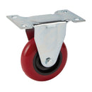 Draper 65517 Fixed Plate Fixing Polyurethane Wheel, 75mm Diameter, S.W.L. 100kg