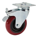 Draper 65519 Swivel Plate Fixing Polyurethane Wheel with Brake, 100mm Diameter, S.W.L. 125kg