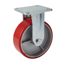 Draper 65531 Fixed Plate Fixing Heavy Duty Polyurethane Wheel, 160mm Diameter, S.W.L. 400kg