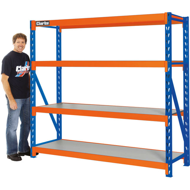 Clarke 6600610 CS4700BO Industrial Shelving with 4 Laminate Board Shelves (Blue & Orange)