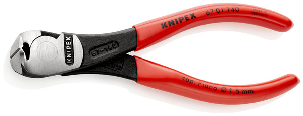 KNIPEX 67 01 140 SB High Leverage End Cutting Nipper plastic coated black atramentized 140 mm (self-service card/blister)