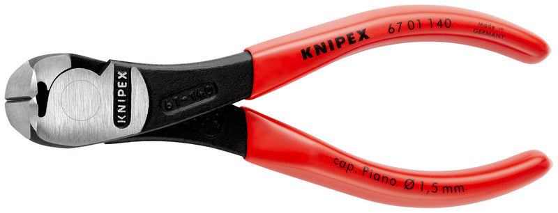 KNIPEX 67 01 140 SB High Leverage End Cutting Nipper plastic coated black atramentized 140 mm (self-service card/blister)