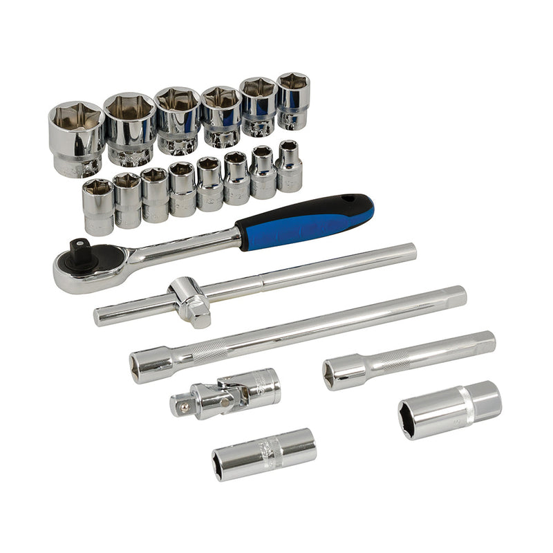 Silverline 675046 Socket Wrench Set 1/2" Drive Metric 21pce