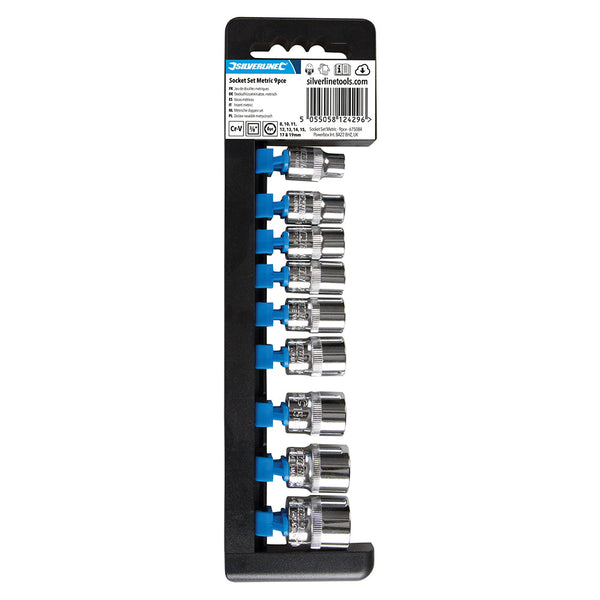 Silverline 675084 Socket Set 3/8" Drive 6pt Metric 9pce