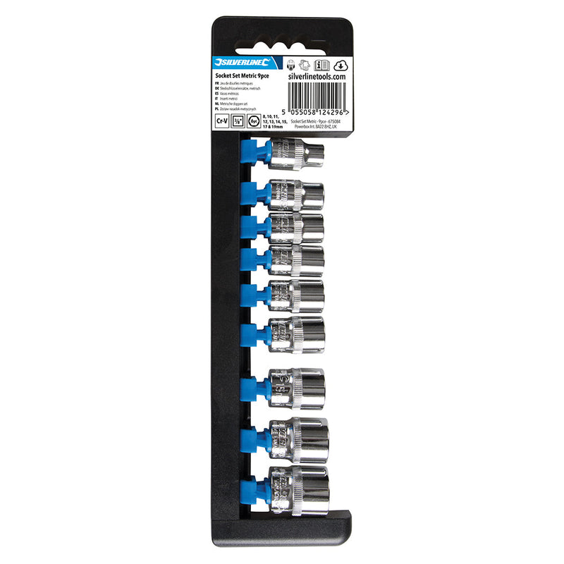 Silverline 675084 Socket Set 3/8" Drive 6pt Metric 9pce
