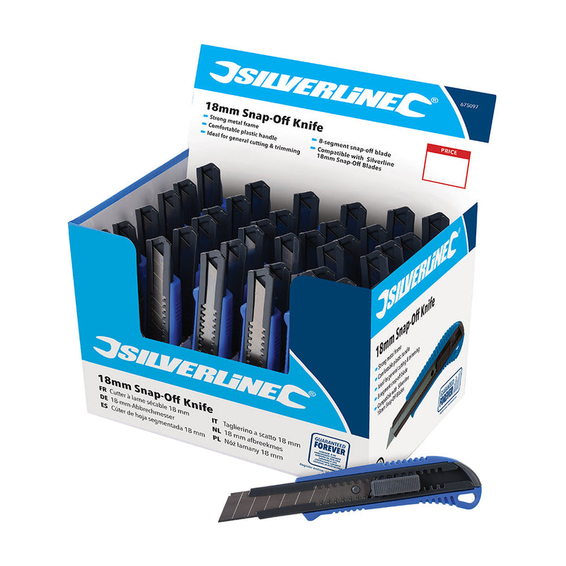Silverline 675097 18mm Snap-Off Knife Display Box 36pce