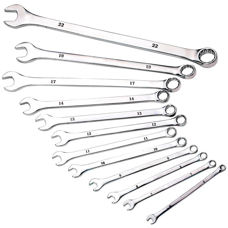 Clarke 1801814 CHT814 12 Piece 6 - 22mm Extra-Long Combination Spanner Set