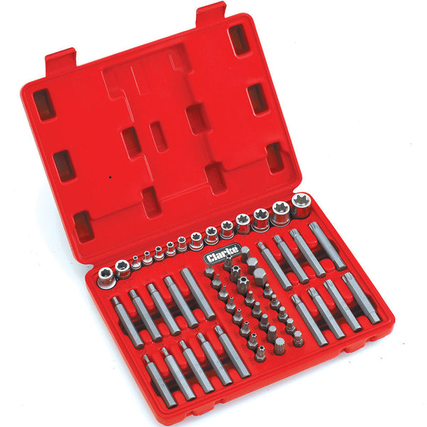 Clarke 1700564 PRO164 1/4", 3/8" & 1/2" Drive Torx-Star¨ / Spline Socket & Bit Set
