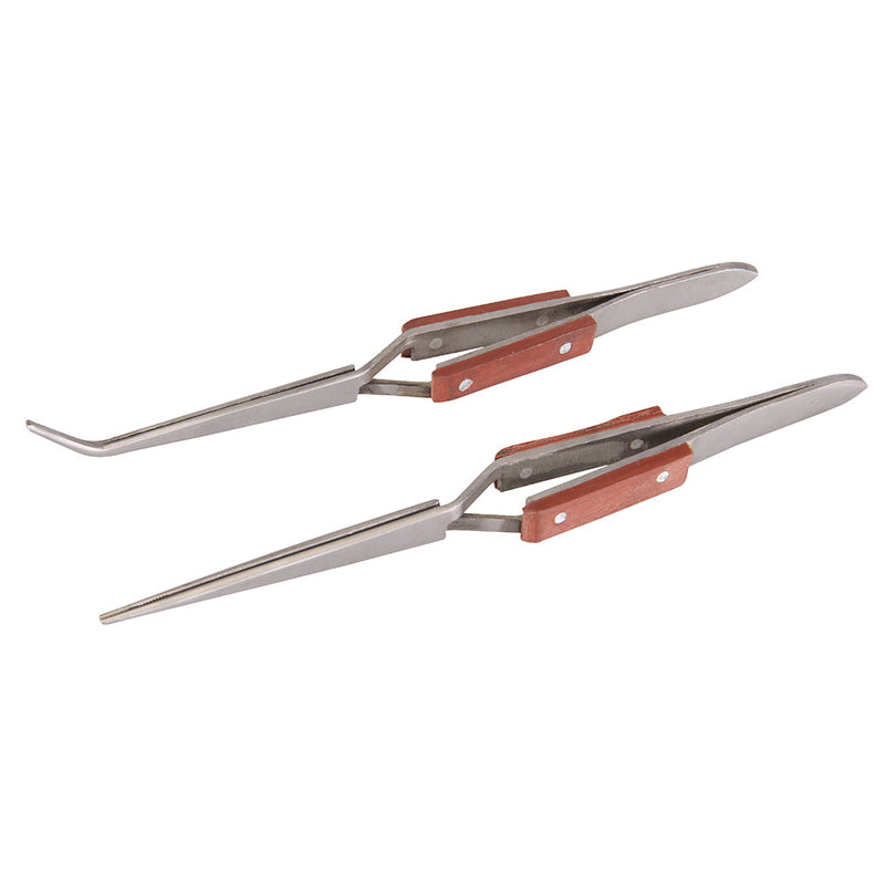 Silverline 696669 Cross-Action Tweezer Set 2pce