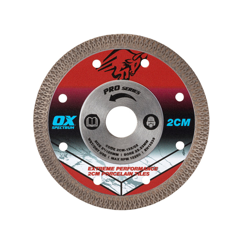 OX Tools OX-2CM-125/22 2CM Porcelain Cutting Blade - 125/22.23mm