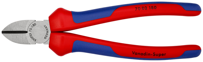 KNIPEX 70 02 180 Diagonal Cutter with multi-component grips black atramentized 180 mm