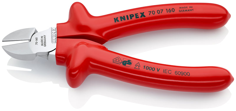 KNIPEX 70 07 160 Diagonal Cutter with dipped insulation, VDE-tested chrome-plated 160 mm