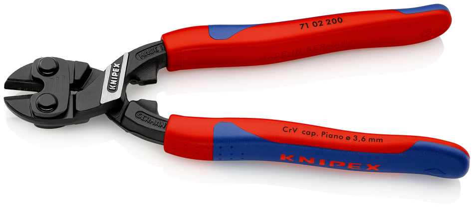 KNIPEX 71 02 200 CoBoltÂ¨ Compact Bolt Cutter with slim multi-component grips black atramentized 200 mm