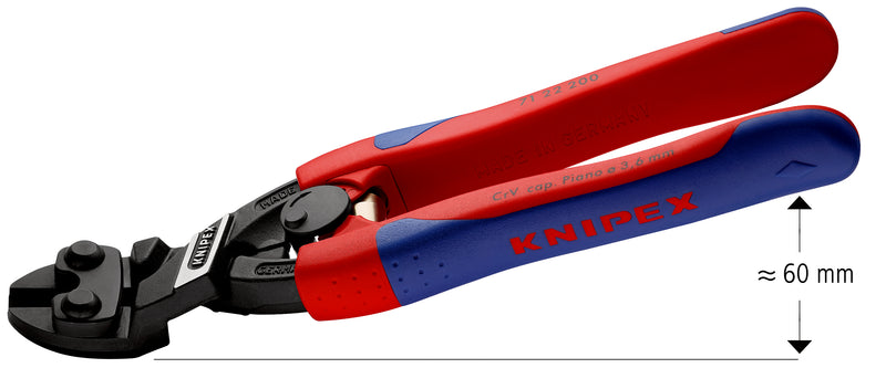 KNIPEX 71 22 200 CoBoltÂ¨ Compact Bolt Cutter with slim multi-component grips black atramentized 200 mm