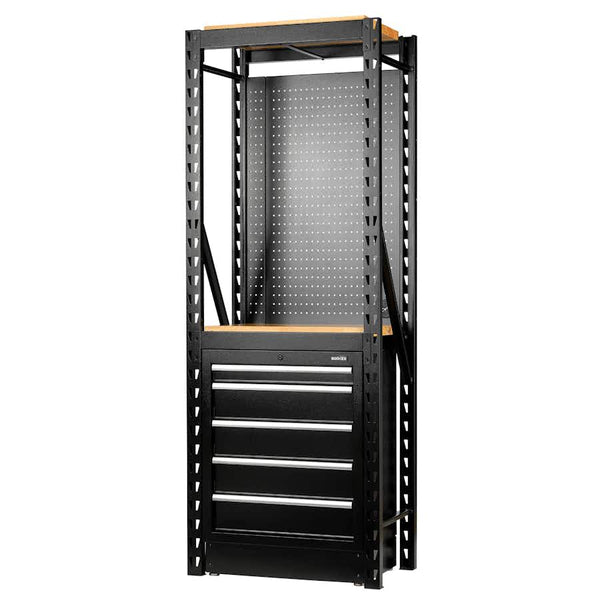 BUNKER&#174 27919 13 Piece Modular Storage Combo 2 Tier Racking with Hardwood Shelving, Pegboard and Floor Cabinet, 750mm