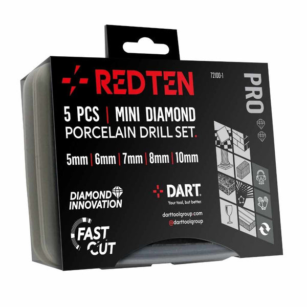 DART 72100-1 Red Ten PRO 5 Piece Diamond Porcelain Drill Set