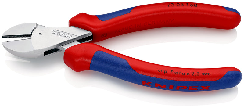 KNIPEX 73 05 160 X-CutÂ¨ Compact Diagonal Cutter high lever transmission with multi-component grips chrome-plated 160 mm